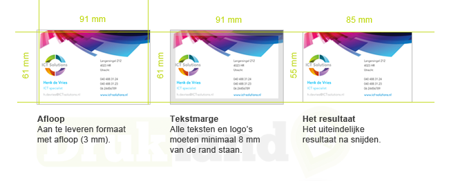 afmetingen visitekaartjes drukland